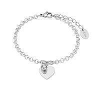 s.Oliver pulsera de acero inoxidable señoras brazo joyas, con cristal, 17+3 cm, plata, corazón, Viene en caja de regalo de joyería
