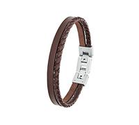 s.Oliver pulsera de acero inoxidable de cuero de los hombres de la joyería del brazo, 20+1,5 cm, plata, Viene en caja de regalo de joyería