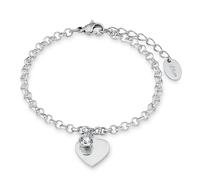 s.Oliver pulsera de acero inoxidable señoras brazo joyas, con cristal, 17+3 cm, plata, corazón, Viene en caja de regalo de joyería