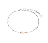 s.Oliver pulsera de plata de ley 925 joyería para brazo de niña, con circonita cúbica sintética, 14+2 cm, bicolor, corazón, viene en caja de regalo de joyería
