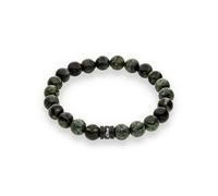 s.Oliver Pulsera para hombre con aspecto de cuentas, color verde IP, correa textil ajustable hasta 22 cm, resistente al agua y respetuosa con la piel