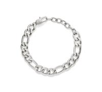 s.Oliver Pulsera para hombre de acero inoxidable cepillado - Plata - Figaro ajustable hasta 22 cm - resistente al agua y agradable para la piel