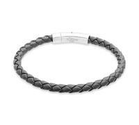 s.Oliver Pulsera para hombre de piel auténtica, color gris IP, 22 cm, resistente al agua y respetuosa con la piel