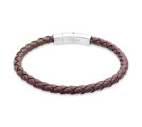 s.Oliver Pulsera para hombre de piel auténtica, color marrón IP, 22 cm, resistente al agua y respetuosa con la piel