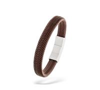 s.Oliver Pulsera para hombre de piel auténtica, color marrón IP, ajustable hasta 22 cm, resistente al agua y respetuosa con la piel