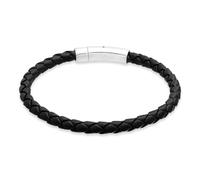 s.Oliver Pulsera para hombre de piel auténtica, color negro, 22 cm, resistente al agua y respetuosa con la piel
