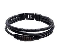 s.Oliver Pulsera para hombre - Pulsera de piel auténtica - IP negro - Correa de piel ajustable hasta 22 cm - Impermeable y agradable al tacto