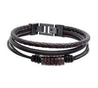 s.Oliver Pulsera para hombre - Pulsera de piel auténtica - Plata - Cadena de ancla ajustable hasta 22 cm - Impermeable y agradable para la piel
