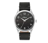 s.Oliver Reloj de Cuarzo Analógico para Hombre, con Correa de Cuero, Negro, 5 bar Water Resistant, Viene en Caja de Regalo Relojes, 2033548