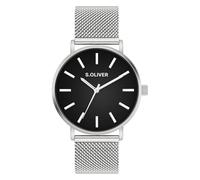 s.Oliver Reloj de Hombre - Redondo - Plata - 40 mm - Uhr de Metal con Movimiento de Cuarzo Am Edelstahlband con Klappschließe - Reloj de Pulsera analógico - 3 ATM Resistente al Agua