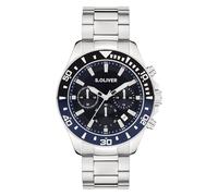 s.Oliver Reloj de Hombre - Redondo - Plata - 41 mm - Reloj de Metal con Movimiento de Cuarzo en la Correa de Acero Inoxidable con Cierre desplegable - Reloj analógico - Resistente a los arañazos 10
