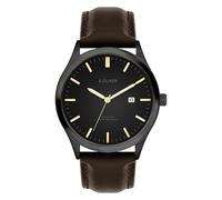 s.Oliver Reloj de Hombre - Redondo - Plata - 42 mm - Reloj de Metal con Movimiento de Cuarzo en Correa de Piel sintética con Hebilla - Reloj analógico - Resistente al Agua 5 ATM - Resistente a los