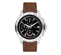 s.Oliver Reloj de Hombre - Redondo - Plata - 42 mm - Reloj de Metal con Movimiento de Cuarzo en Correa de Piel sintética con Hebilla - Reloj analógico - Resistente al Agua 5 ATM - Resistente a los