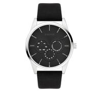 s.Oliver Reloj de Hombre - Redondo - Plata - 42 mm - Reloj de Metal con Movimiento de Cuarzo en la Correa de Piel sintética con Cierre desplegable - Reloj analógico - Resistente a los arañazos 3 ATM
