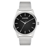 s.Oliver Reloj de hombre - Redondo - Plata - 42 mm - Reloj de metal con movimiento de cuarzo en la correa de acero inoxidable con cierre desplegable - Reloj analógico - Resistente a los arañazos 3 ATM