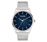s.Oliver Reloj de hombre - Redondo - Plata - 42 mm - Reloj de metal con movimiento de cuarzo en la correa de acero inoxidable con cierre desplegable - Reloj analógico - Resistente a los arañazos 3 ATM