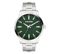 s.Oliver Reloj de hombre - Redondo - Plata - 44 mm - Reloj de metal con movimiento de cuarzo en la correa de acero inoxidable con cierre desplegable - Reloj analógico - Resistente a los arañazos 5 ATM