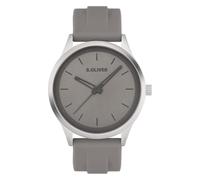 s.Oliver Reloj de Hombre - Redondo - Plata - 44 mm - Reloj de Metal con Movimiento de Cuarzo en la Correa de Silicona con Hebilla - Reloj analógico - Resistente a los arañazos 3 ATM