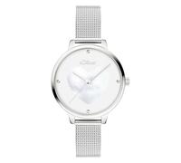 s.Oliver Reloj de Mujer - Redondo - Plata - 34 mm - Elegante Reloj de Mujer de Metal con Mecanismo de Cuarzo - Resistente al Agua 3 ATM - Resistente a los arañazos