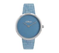 s.Oliver Reloj de pulsera analógico de cuarzo para mujer, correa de piel, resistente al agua 5 bar, viene en caja de regalo, onesize