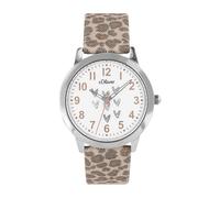 s.Oliver Reloj de pulsera analógico de cuarzo para niñas, con correa de piel sintética o textil, resistente al agua, 3 bares, ideal como regalo para hija y nieta, plata, Correa