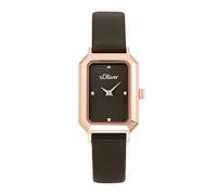 s.Oliver Reloj de pulsera analógico de cuarzo para señora, con correa de piel, marrón, hermético 3 bar, se entrega en estuche de regalo, 2035436