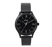 s.Oliver reloj de pulsera analógico de cuarzo para señora, con correa de piel, negro, resistente al agua 5 bar, se entrega en estuche de regalo