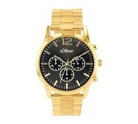 s.Oliver Reloj de Pulsera Cronógrafo analógico para Hombre, con Brazalete de Acero Inoxidable, Negro, 3 Bar Resistente al Agua, Viene en Caja de Regalo, 2038385