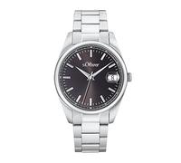 s.Oliver Reloj de pulsera de cuarzo para hombre, analógico, con correa de acero inoxidable, negro, 5 bar resistente al agua, viene en caja de regalo, 2033528
