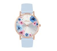 s.Oliver Reloj Analógico De Cuarzo para Mujer con Correa De Silicona, Color Azul Claro, Resistente Al Agua hasta 3 Bares, Viene En Una Caja De Regalo