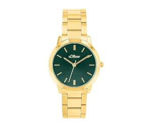 s.Oliver Reloj de Pulsera señoras Reloj de Cuarzo analógico, con Brazalete de Acero Inoxidable, Oro, 3 Bar Resistente al Agua, Viene en Caja de Regalo, 2038379