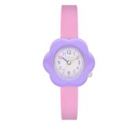s.Oliver Reloj Infantil Redondo de Color Morado, 30 mm, de Metal con Mecanismo de Cuarzo en la Correa de Silicona con Hebilla, Reloj analógico de Pulsera Resistente al Agua a 3 ATM, Resistente a los