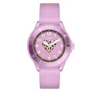s.Oliver Reloj Infantil Redondo - Lila - 38 mm - Reloj de plástico con Movimiento de Cuarzo en la Correa de Silicona con Hebilla - Reloj analógico - Resistente al Agua 5 ATM - Resistente a los