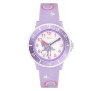 s.Oliver Reloj Infantil Redondo - Lila - 38 mm - Reloj de plástico con Movimiento de Cuarzo en la Correa de Silicona con Hebilla - Reloj analógico - Resistente al Agua 5 ATM - Resistente a los