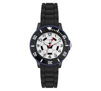 s.Oliver Reloj infantil redondo, negro, 38 mm, de plástico con mecanismo de cuarzo en la correa de silicona con hebilla, reloj de pulsera analógico, resistente al agua 5 ATM, resistente a los arañazos