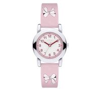 s.Oliver Reloj infantil redondo, plateado, 27 mm, reloj de metal con mecanismo de cuarzo en la correa de silicona con hebilla, reloj analógico de pulsera, sumergible a 3 ATM, resistente a los arañazos