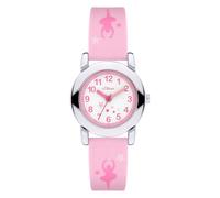 s.Oliver Reloj infantil redondo, plateado, 27 mm, reloj de metal con mecanismo de cuarzo en la correa de silicona con hebilla, reloj analógico de pulsera, sumergible a 3 ATM, resistente a los arañazos