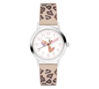 s.Oliver Reloj infantil redondo, plateado, 28 mm, reloj de metal con mecanismo de cuarzo en la correa de silicona con hebilla, reloj analógico de pulsera, sumergible a 3 ATM, resistente a los arañazos