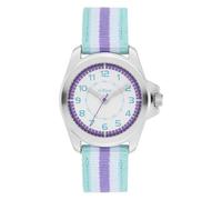 s.Oliver Reloj infantil redondo, plateado, 32 mm, reloj de metal con mecanismo de cuarzo en la correa textil con hebilla, reloj analógico de pulsera resistente al agua 3 ATM, resistente a los arañazos