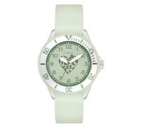 s.Oliver Reloj infantil redondo, verde, 38 mm, de plástico con mecanismo de cuarzo en la correa de silicona con hebilla, reloj analógico de pulsera, resistente al agua 5 ATM, resistente a los arañazos