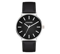 s.Oliver Reloj para Hombre - Redondo - IP Oliva - 40 mm - Reloj de Metal con Mecanismo de Cuarzo en la Correa de Piel sintética con Hebilla - Reloj analógico - Resistente a los arañazos 3 ATM