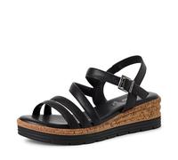 s.Oliver Sandalias de mujer con cuña en piel cómodas, Negro, 38 EU