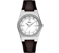 s.Oliver SO-1543-PQ - Reloj analógico de mujer de cuarzo con correa de plástico negra - sumergible a 30 metros