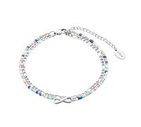 s.Oliver tobillera de acero inoxidable joyería de verano de las señoras, con cristal, 22+5 cm, plata, Infinito, Viene en caja de regalo de joyería