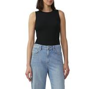 s.Oliver Top de Punto Fino Acanalado en Corte Ajustado, Negro, 36