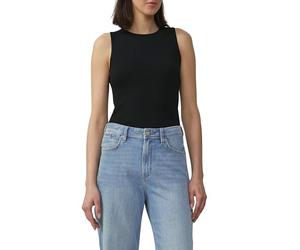 s.Oliver Top de Punto Fino Acanalado en Corte Ajustado, Negro, 36