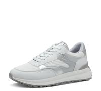 s.Oliver Zapatillas Deportivas Planas con Cordones para Mujer, Blanco y Plateado, 40 EU