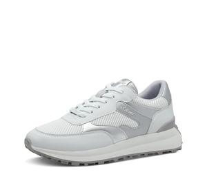 s.Oliver Zapatillas Deportivas Planas con Cordones para Mujer, Blanco y Plateado, 40 EU
