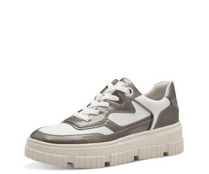 s.Oliver Zapatillas Planas para Mujer, Veganas, Color Blanco (White/Grey), 37, Color Gris., 37 EU