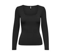 S Onlea L/S Deep Neck Top JRS Camiseta de Manga Larga para Mujer, Negro, XS